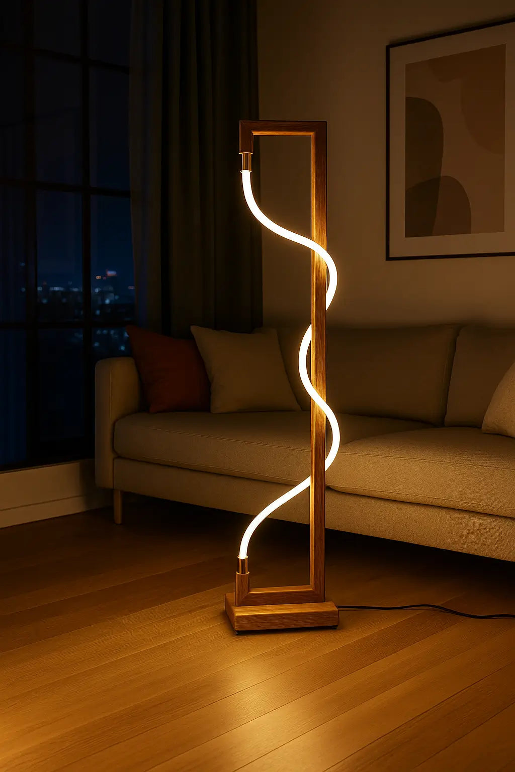 Unique Standing Lamp | Sculpted Glow Rosewood Wood Floor Lamp – Handcrafted Designer Lighting - NixWoods