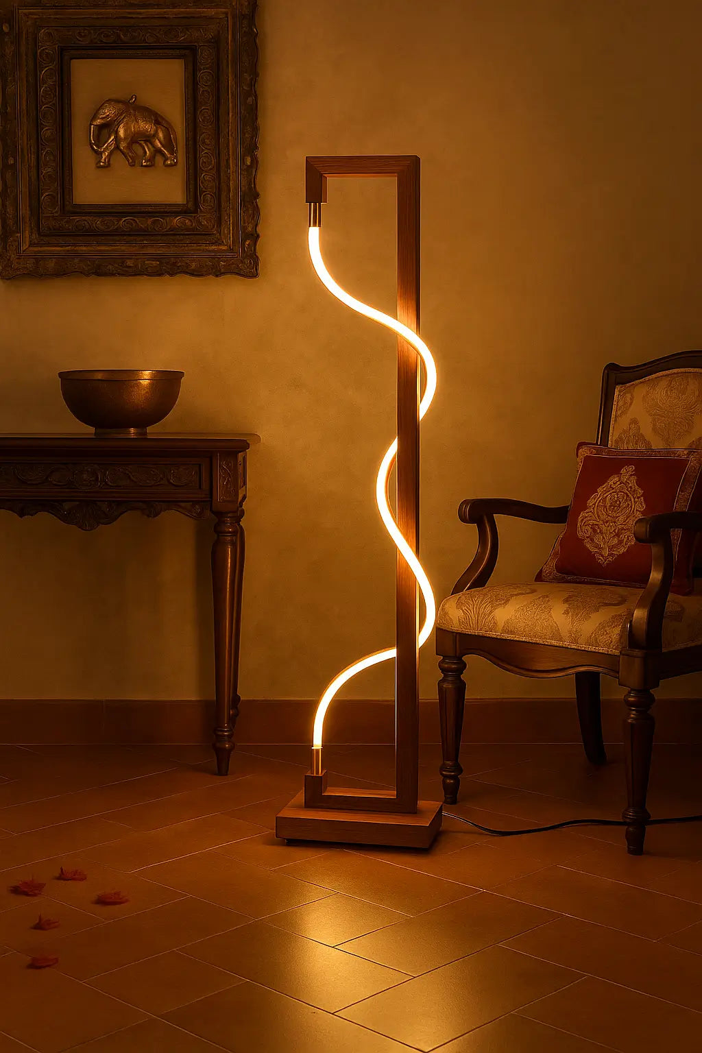 Unique Standing Lamp | Sculpted Glow Rosewood Wood Floor Lamp – Handcrafted Designer Lighting - NixWoods