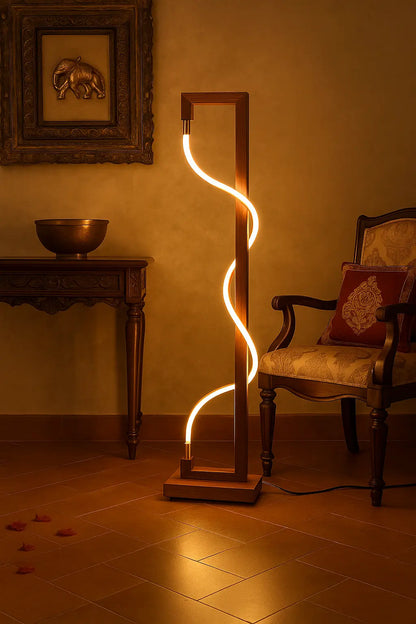 Unique Standing Lamp | Sculpted Glow Rosewood Wood Floor Lamp – Handcrafted Designer Lighting - NixWoods