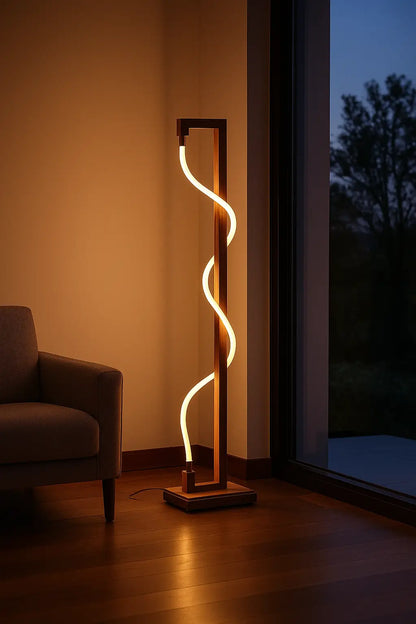 Unique Standing Lamp | Sculpted Glow Rosewood Wood Floor Lamp – Handcrafted Designer Lighting - NixWoods