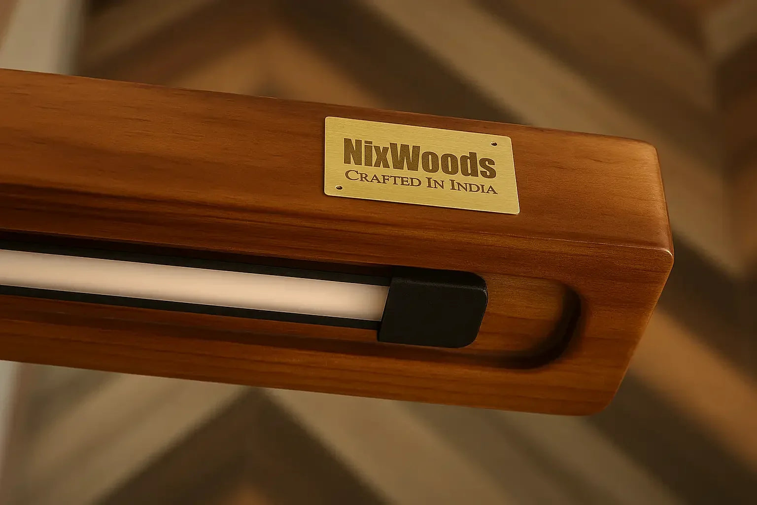 Teak Wood Pendant Light – Hollow Curved Hanging Light for Modern Interiors - NixWoods