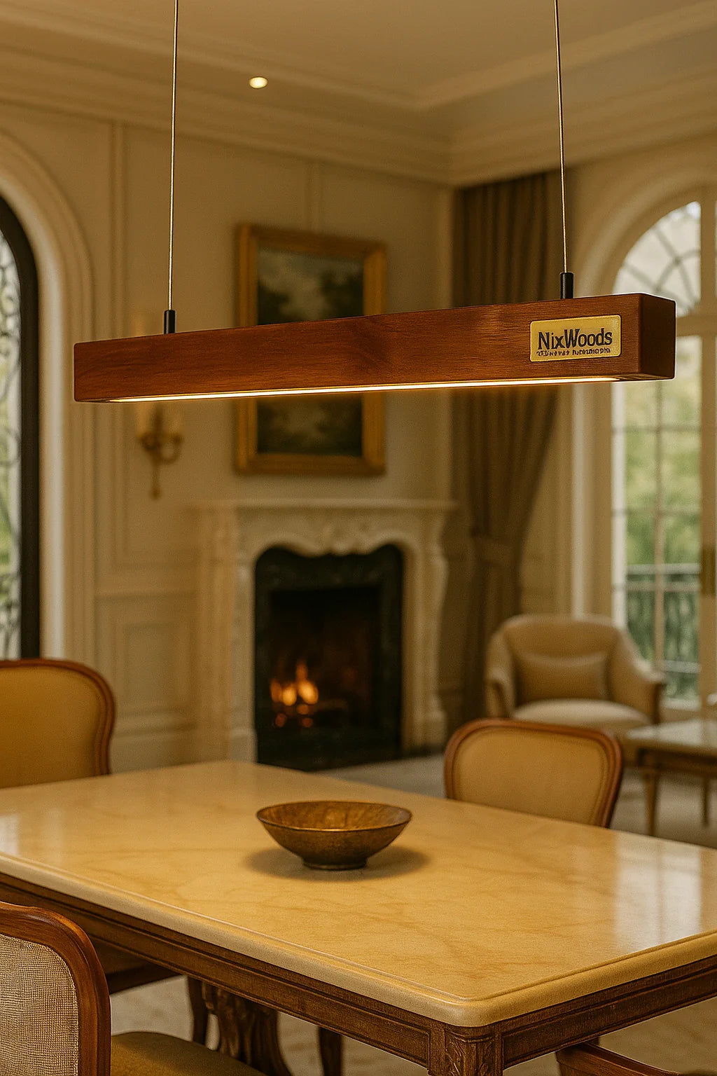 30 Inch Rosewood Hanging Light – Hollow Wooden Pendant for Modern Homes & Offices - NixWoods