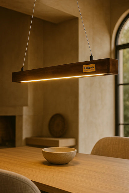 30 Inch Rosewood Hanging Light – Hollow Wooden Pendant for Modern Homes & Offices - NixWoods