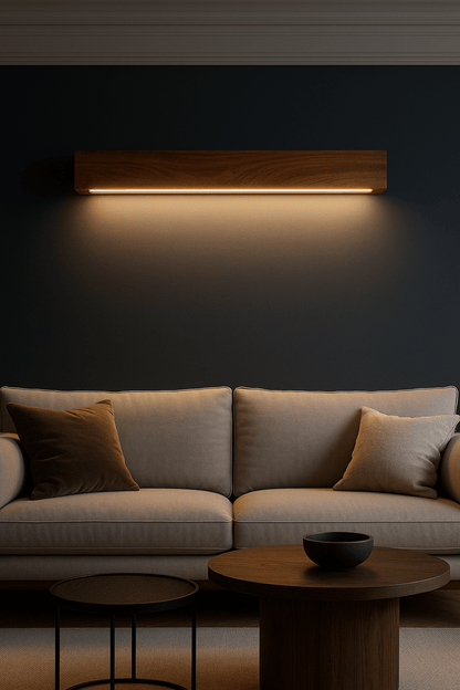 Sheesham Wood Wall Light 40 inches – Minimal Linear LED Sconce for Living Room & Modern Interiors - NixWoods
