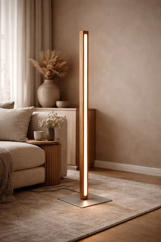 Scandinavian Teak Woods Linear Floor Lamp