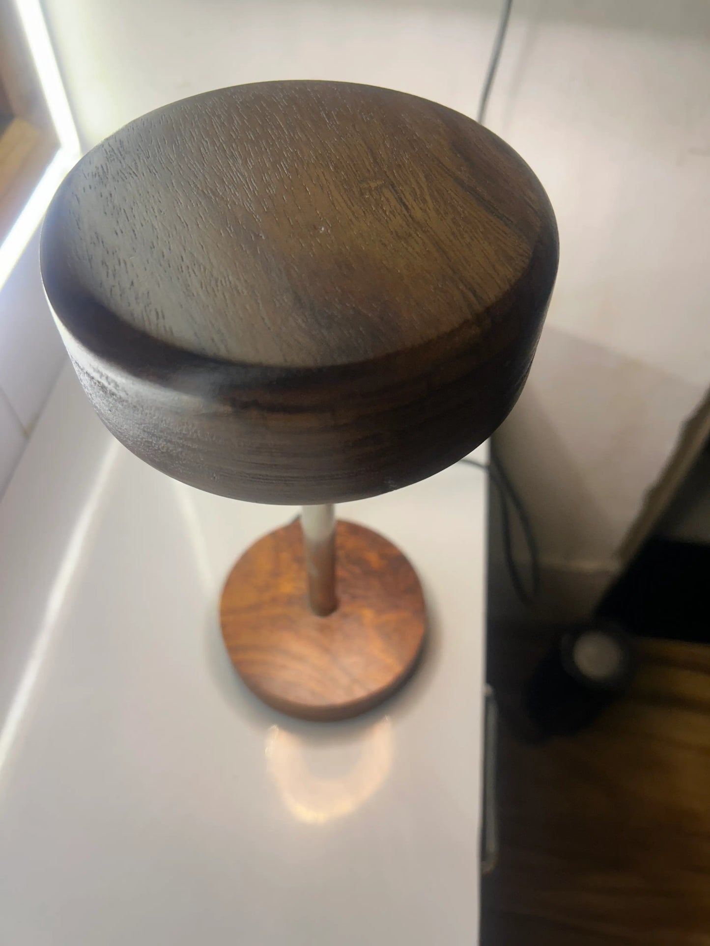 Rosewood & Stainless Steel LED Table Lamp – Modern Minimalist Elegance