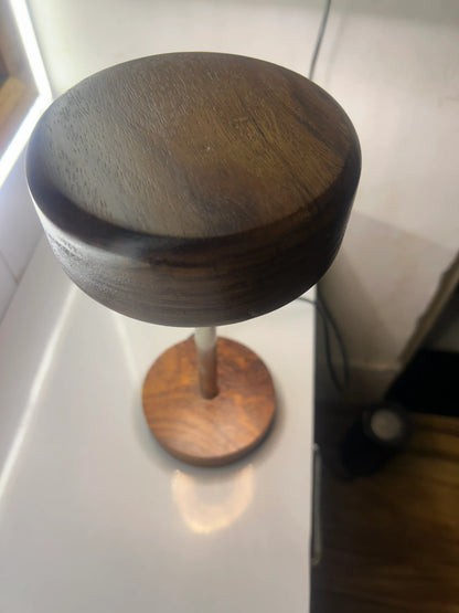 Rosewood & Stainless Steel LED Table Lamp – Modern Minimalist Elegance