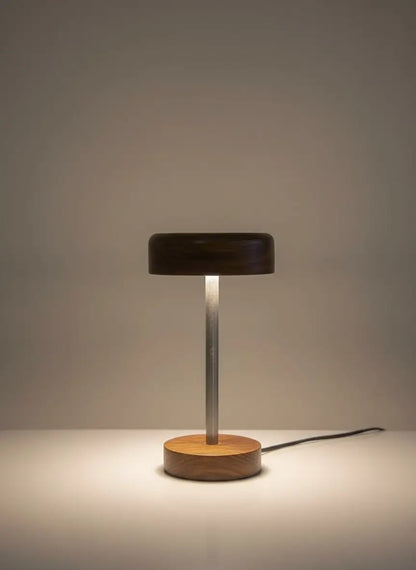 Rosewood & Stainless Steel LED Table Lamp – Modern Minimalist Elegance