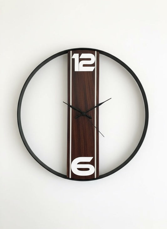 16” Modern Rosewood Wall Clock – Sleek Frame with Sheesham Accent