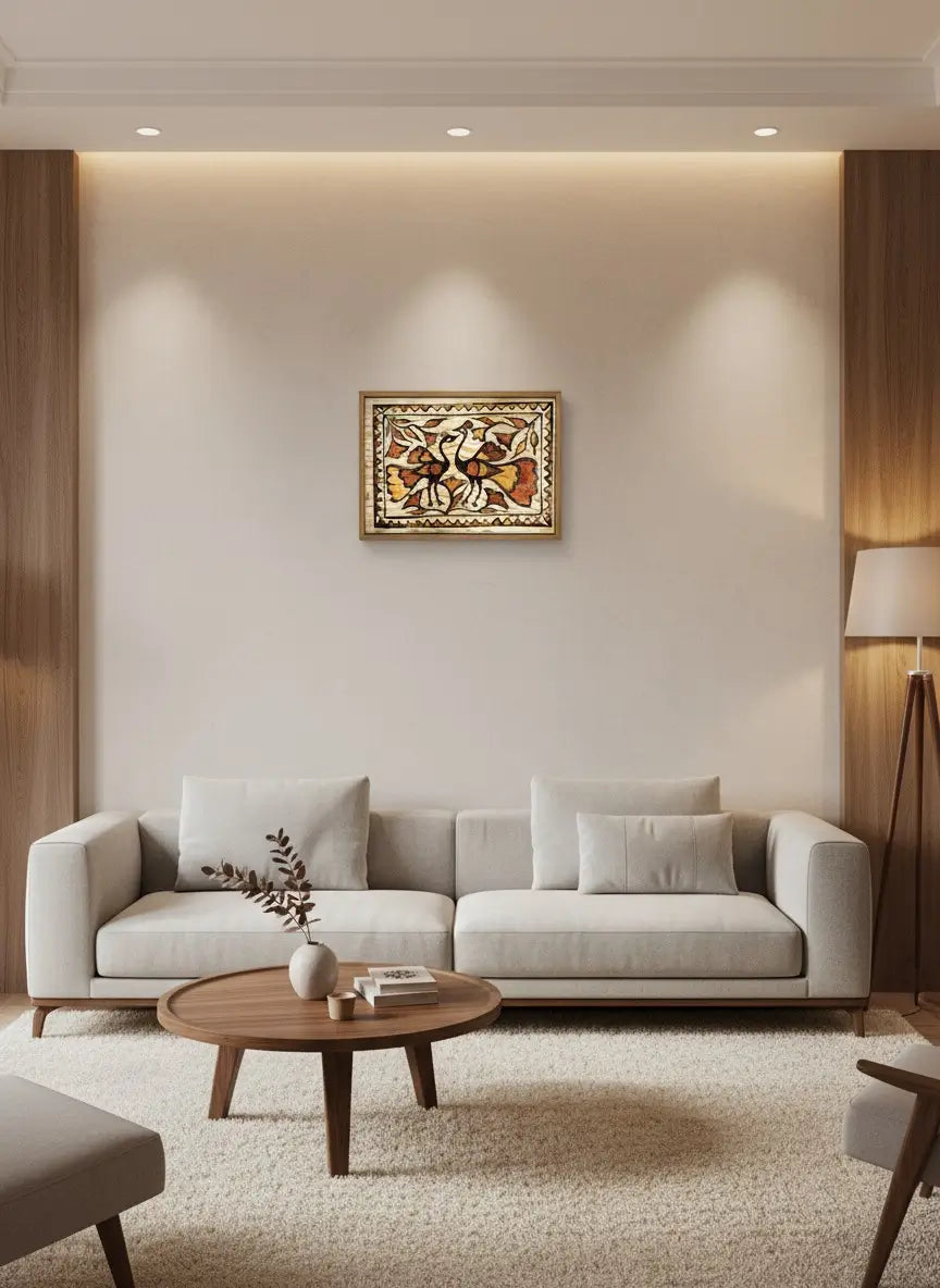 Sohrai Art Peacock Lamp – Handcrafted Tribal Elegance