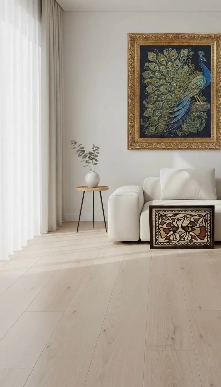 Sohrai Art Peacock Lamp – Handcrafted Tribal Elegance