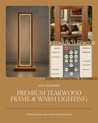 Handcrafted Teak Wood Floor Lamp – Elegant, Warm & Minimalist