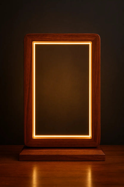 Aurora Frame Lamp – Handcrafted Rosewood Glow - NixWoods