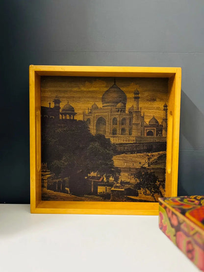 Imperial Taj Mahal tray | Yellow Frame | Square - NixWoods