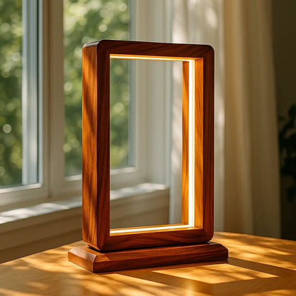 Aurora Frame Lamp – Handcrafted Rosewood Glow - NixWoods