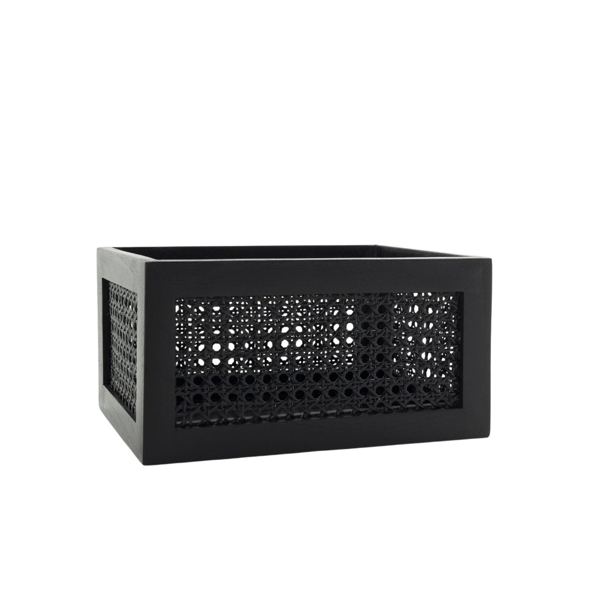 Black Rattan & Teak Storage Basket – Stylish & Multi-Purpose - NixWoods