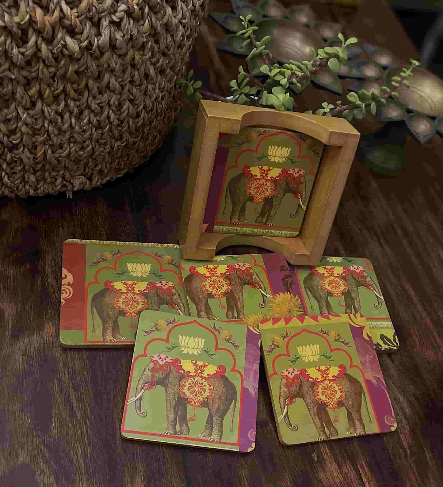 Handcrafted Elephant Coasters – Elegant Decorative Set for Any Table