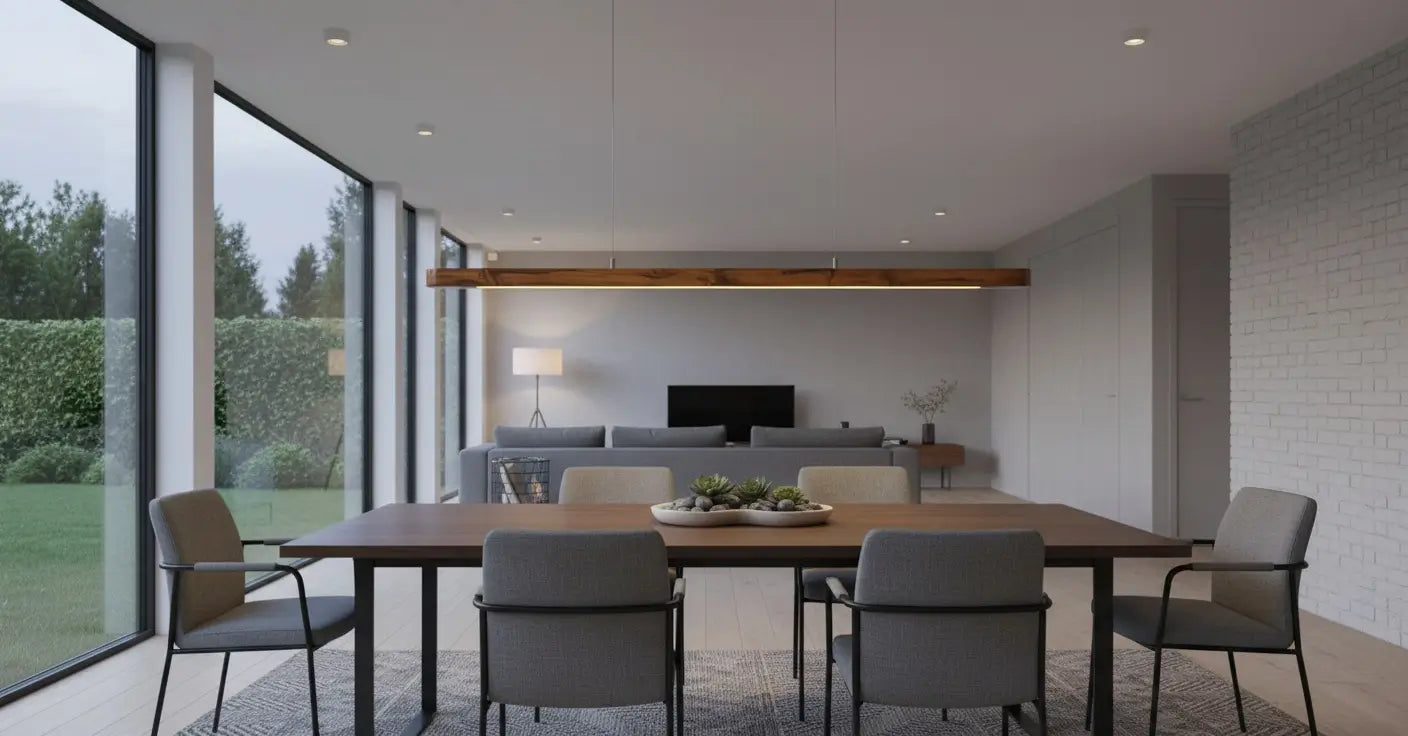 Nordic Pendant Light – Elegant Curved Design for Stylish Interiors - Teak Wood