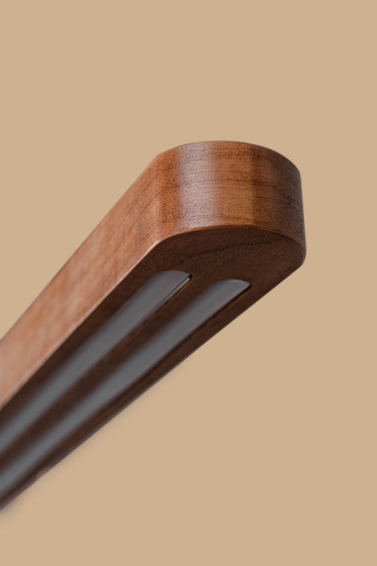 Double LED Curved | Teak Wood Pendant Light - NixWoods