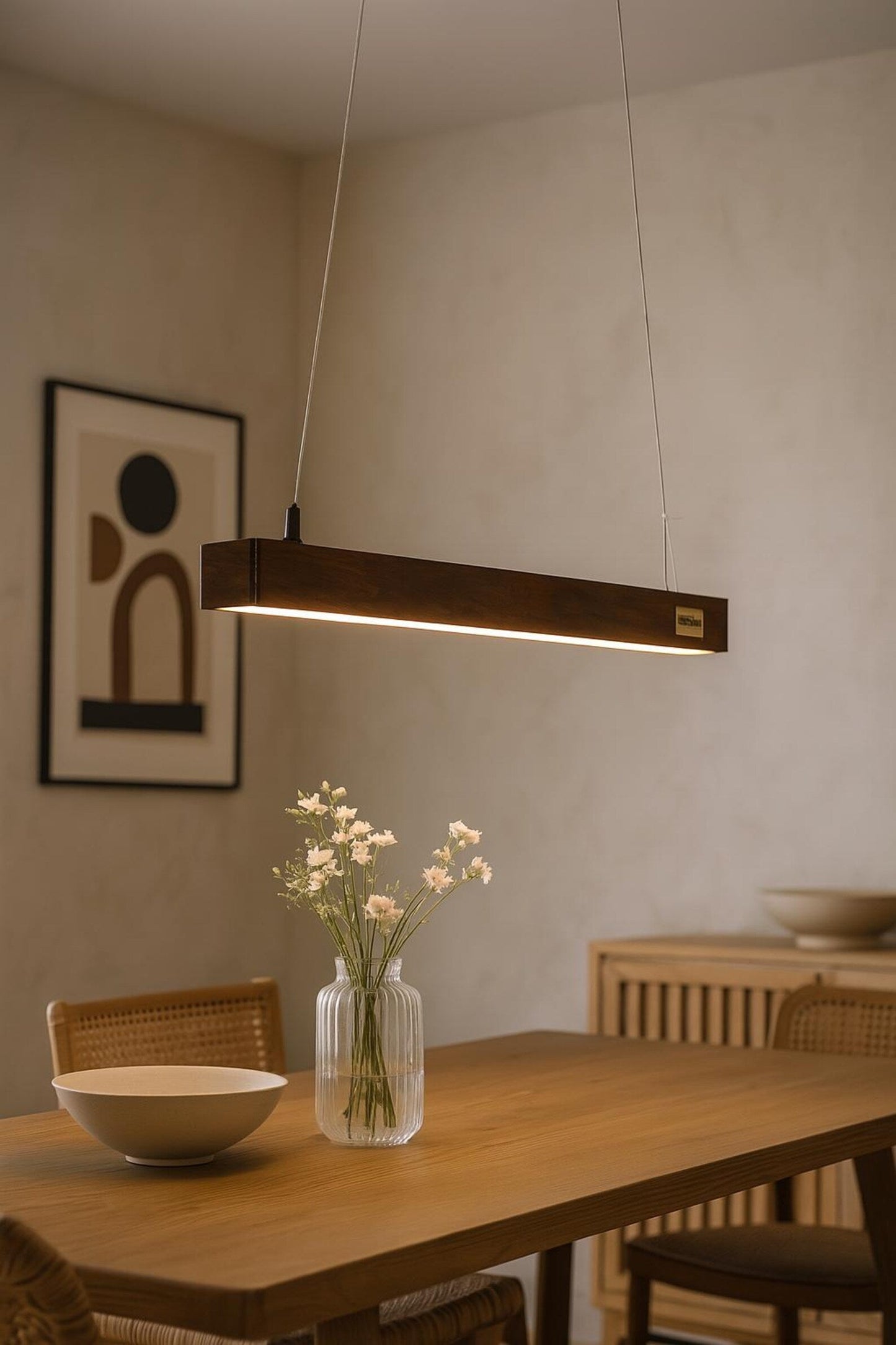Rosewood Pendant Light – 30" Scandinavian Linear Design - NixWoods