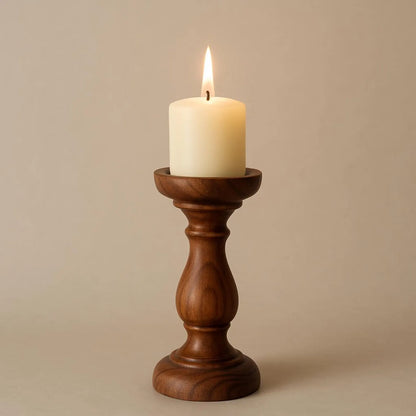 Modern Boho Candle Stand - Artisan Crafted from Solid Rosewood | Ethnic Home Decor - NixWoods