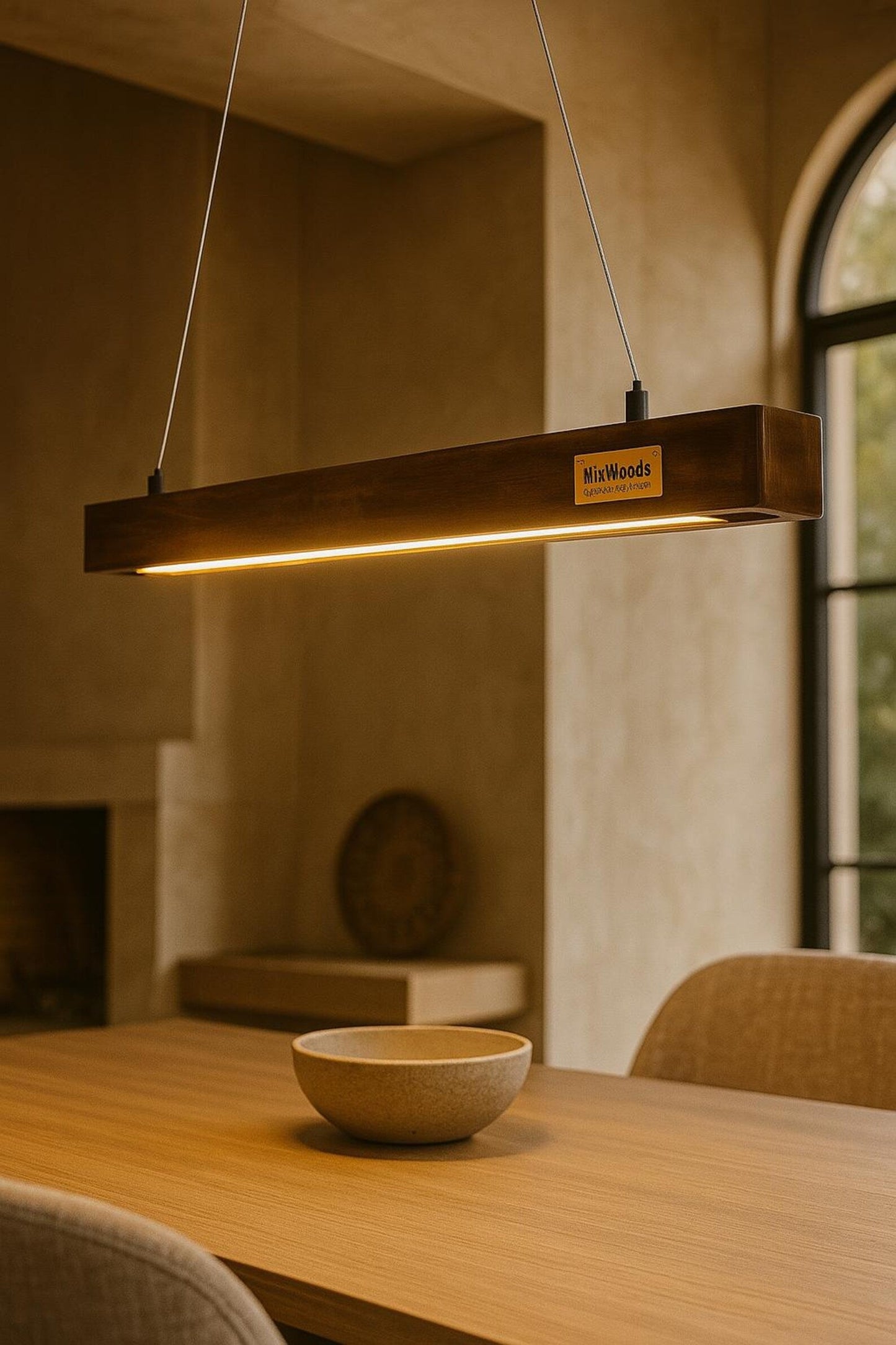 Rosewood Pendant Light – 30" Scandinavian Linear Design - NixWoods