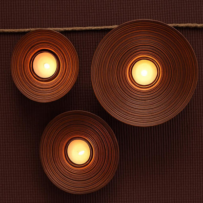 Rosewood Candle Holder – Sculpted Bowl Set of 3 for Ambient Lighting - NixWoods