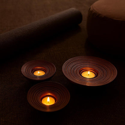 Rosewood Candle Holder – Sculpted Bowl Set of 3 for Ambient Lighting - NixWoods