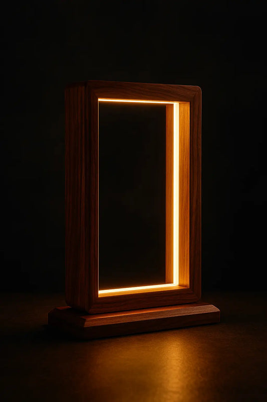 Aurora Frame Lamp – Handcrafted Rosewood Glow - NixWoods