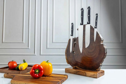 Live Edge Magnetic Knife Block – Natural Wood Stand for Kitchen Storage & Display - NixWoods