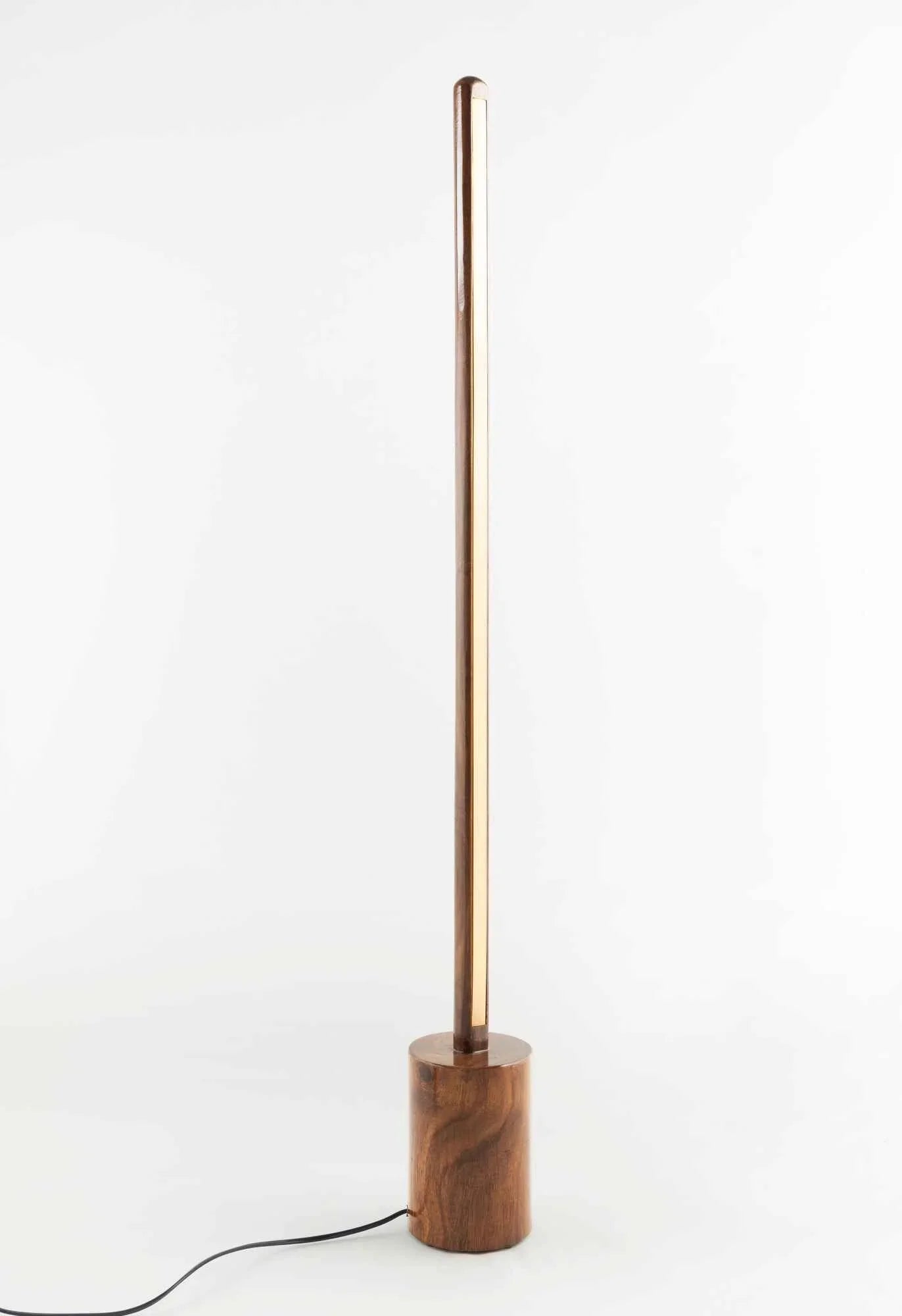 Minimalist Wooden Floor Lamp – Sleek Cylindrical Rod Design - Rosewood - NixWoods