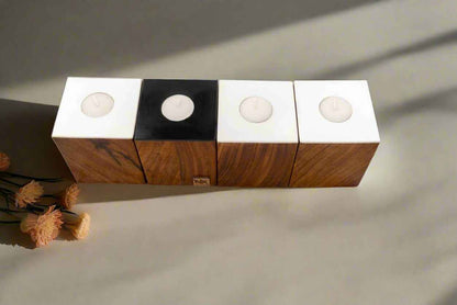 Modern Rosewood Tea Light Candle Holders - Set of 4 - NixWoods