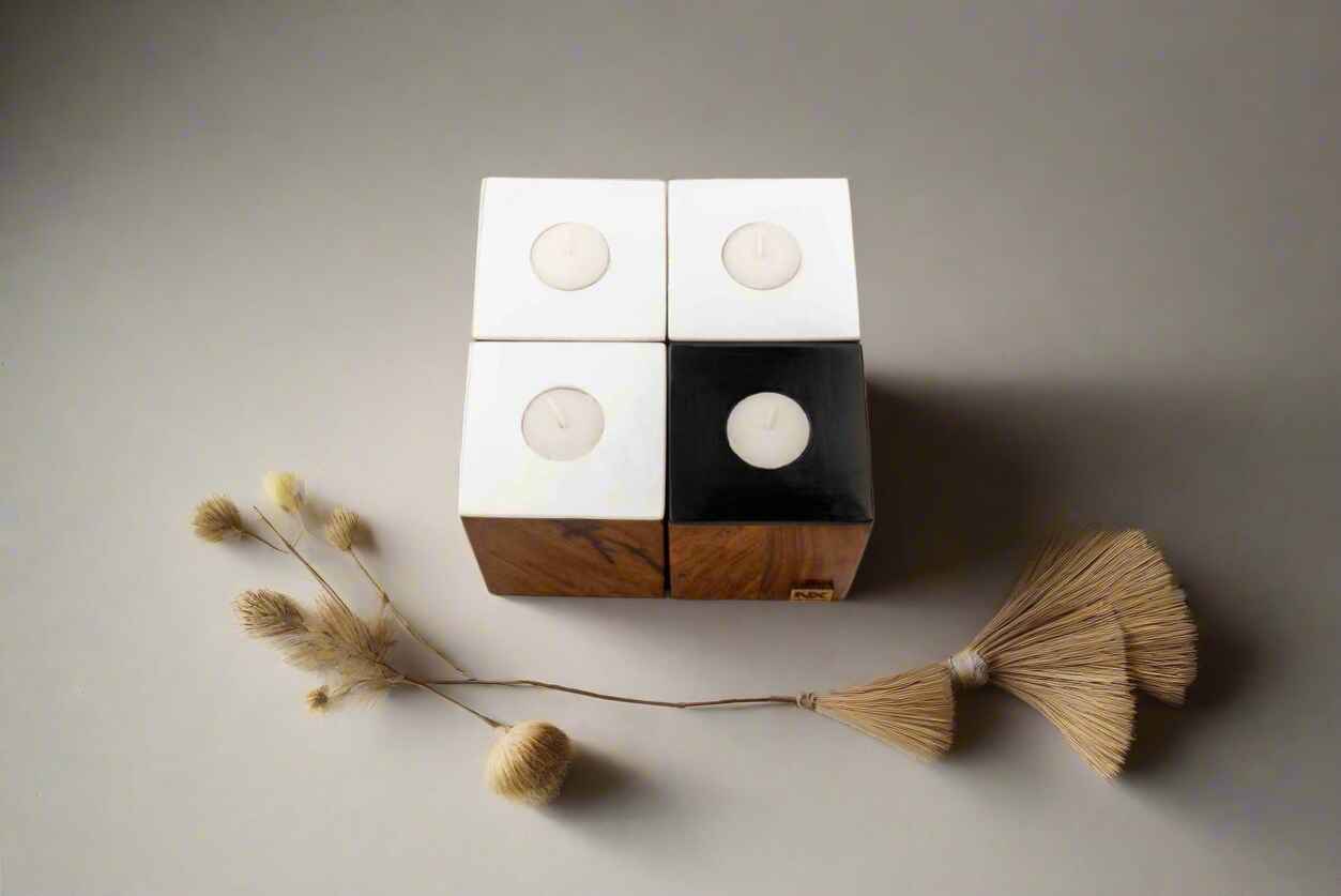 Modern Rosewood Tea Light Candle Holders - Set of 4 - NixWoods