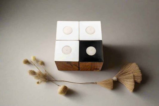 Modern Rosewood Tea Light Candle Holders - Set of 4 - NixWoods