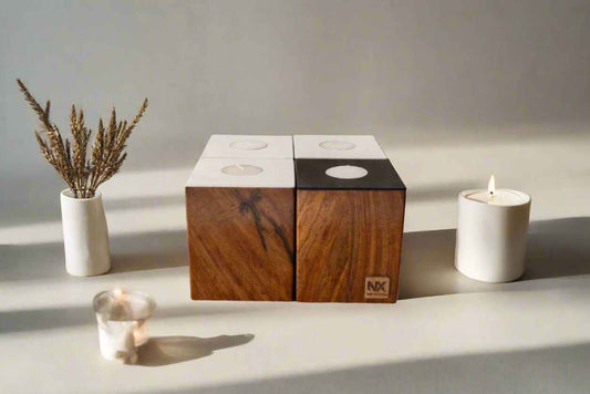 Modern Rosewood Tea Light Candle Holders - Set of 4 - NixWoods