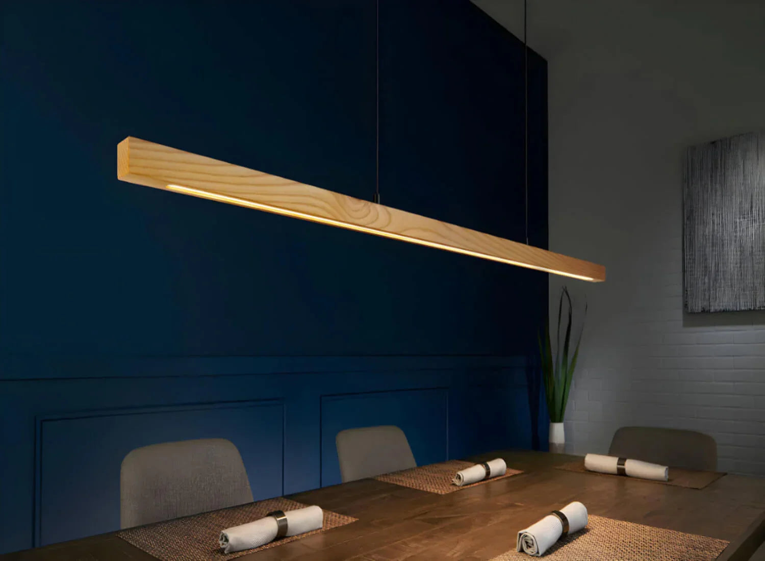 Pine Wood Pendant Light – Square Linear Hanging Light for Modern Homes & Offices - NixWoods