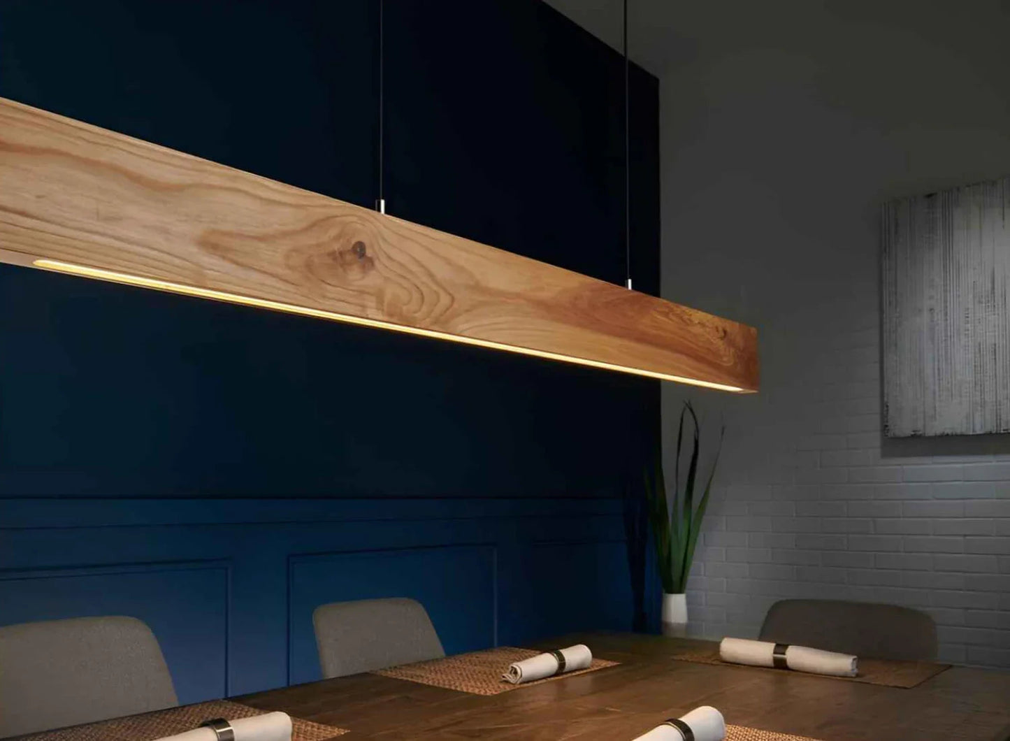 Pine Wood Pendant Light – Minimal Rectangular Ceiling Light for Home, Office & Cafés - NixWoods