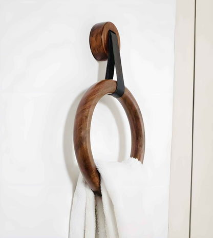 Rosewood Round Towel Hanger – Handcrafted Wooden Ring for Bathroom & Vanity - NixWoods