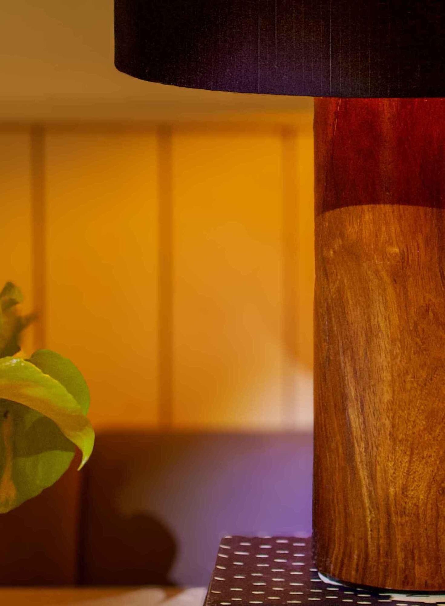 Rosewood Table Lamp – Black Shade - NixWoods