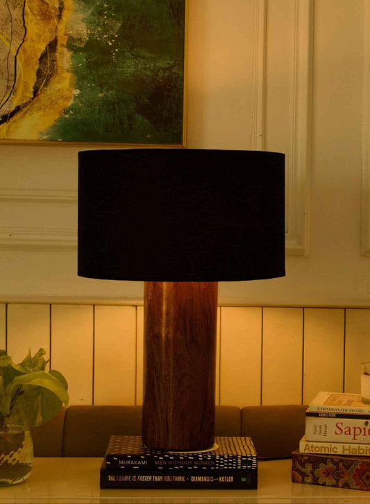 Rosewood Table Lamp – Black Shade - NixWoods