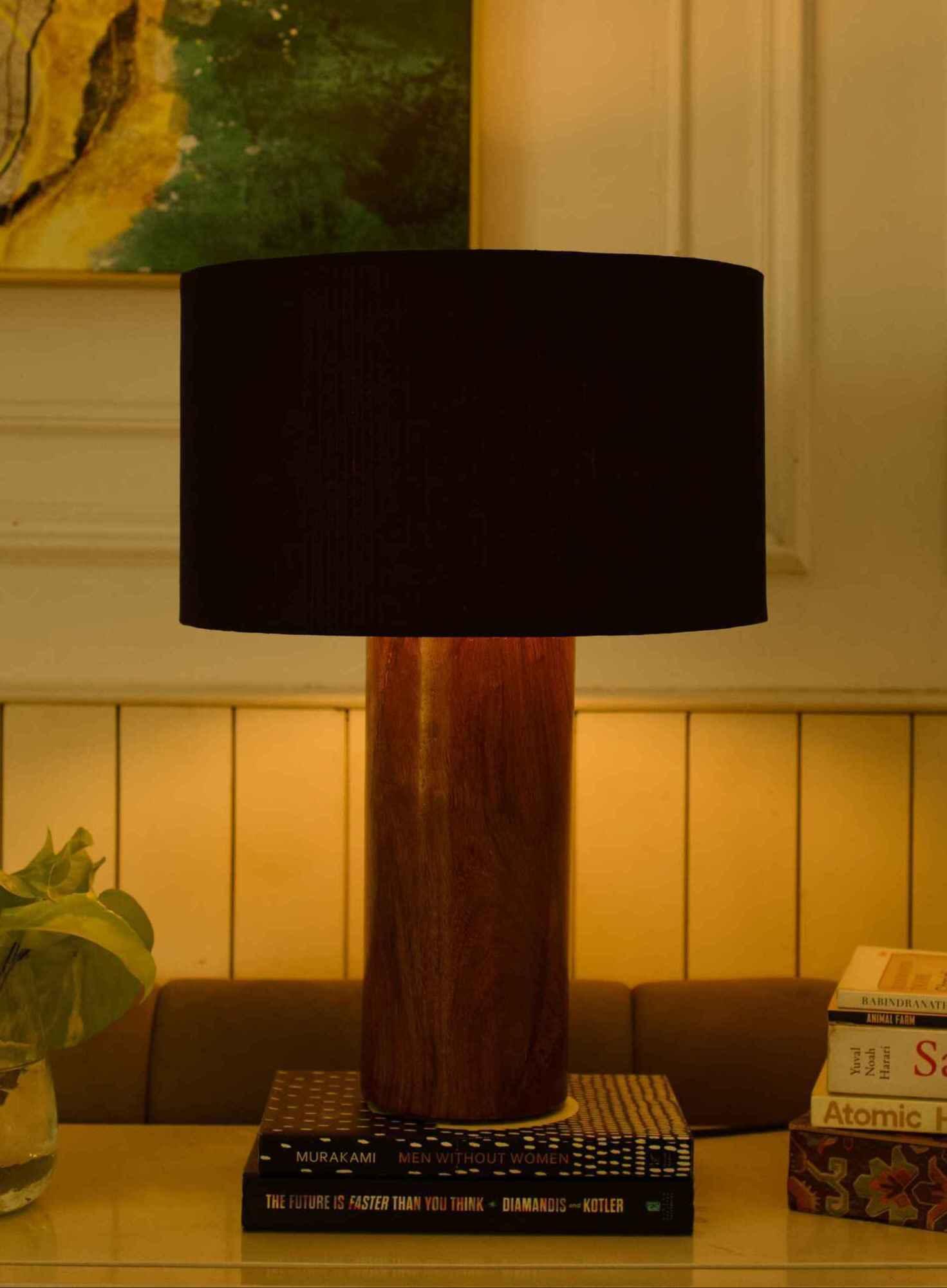 Rosewood Table Lamp – Black Shade - NixWoods