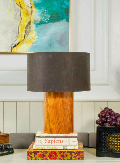 Rosewood Table Lamp with Black Shade – Contemporary Elegance - NixWoods