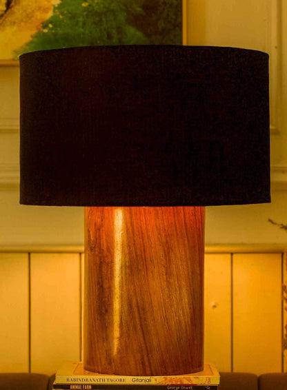 Rosewood Table Lamp with Black Shade – Contemporary Elegance - NixWoods