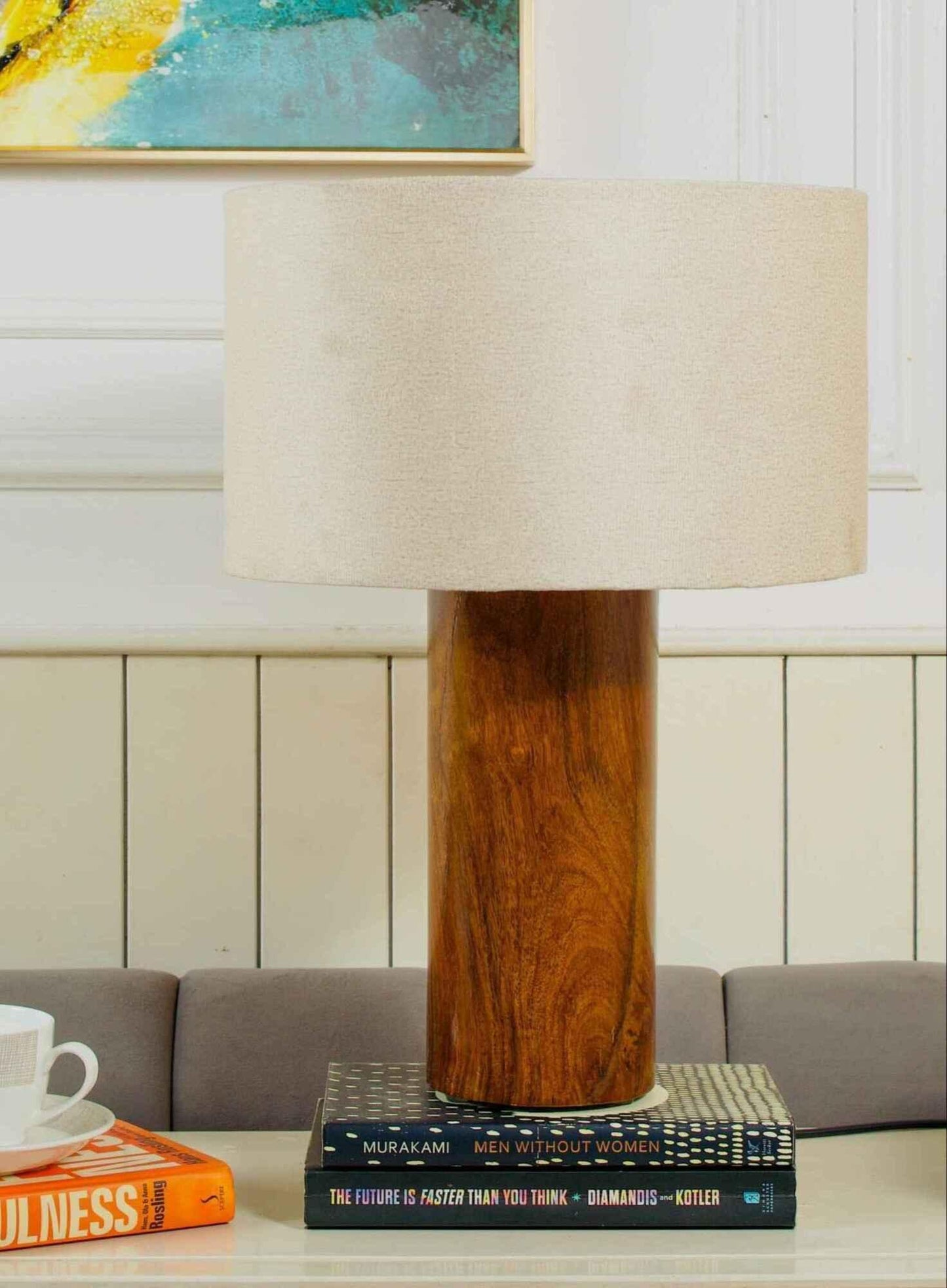 Rosewood Tall Table Lamp – White Shade - NixWoods