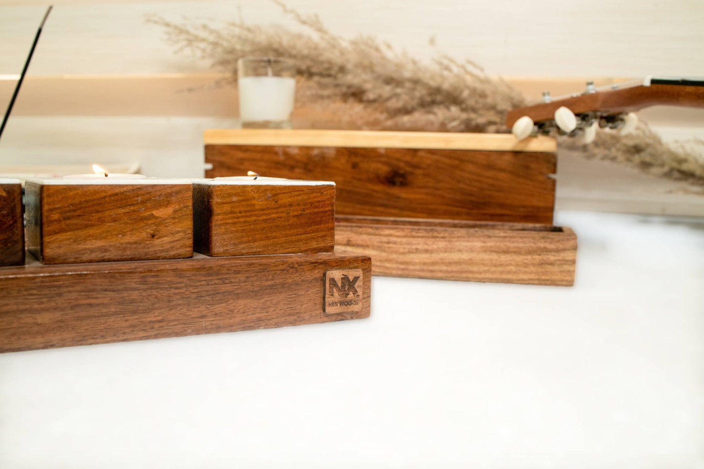 Rosewood Tea Light Holders | Minimalist Candlelight Decor | Set of 5 - NixWoods