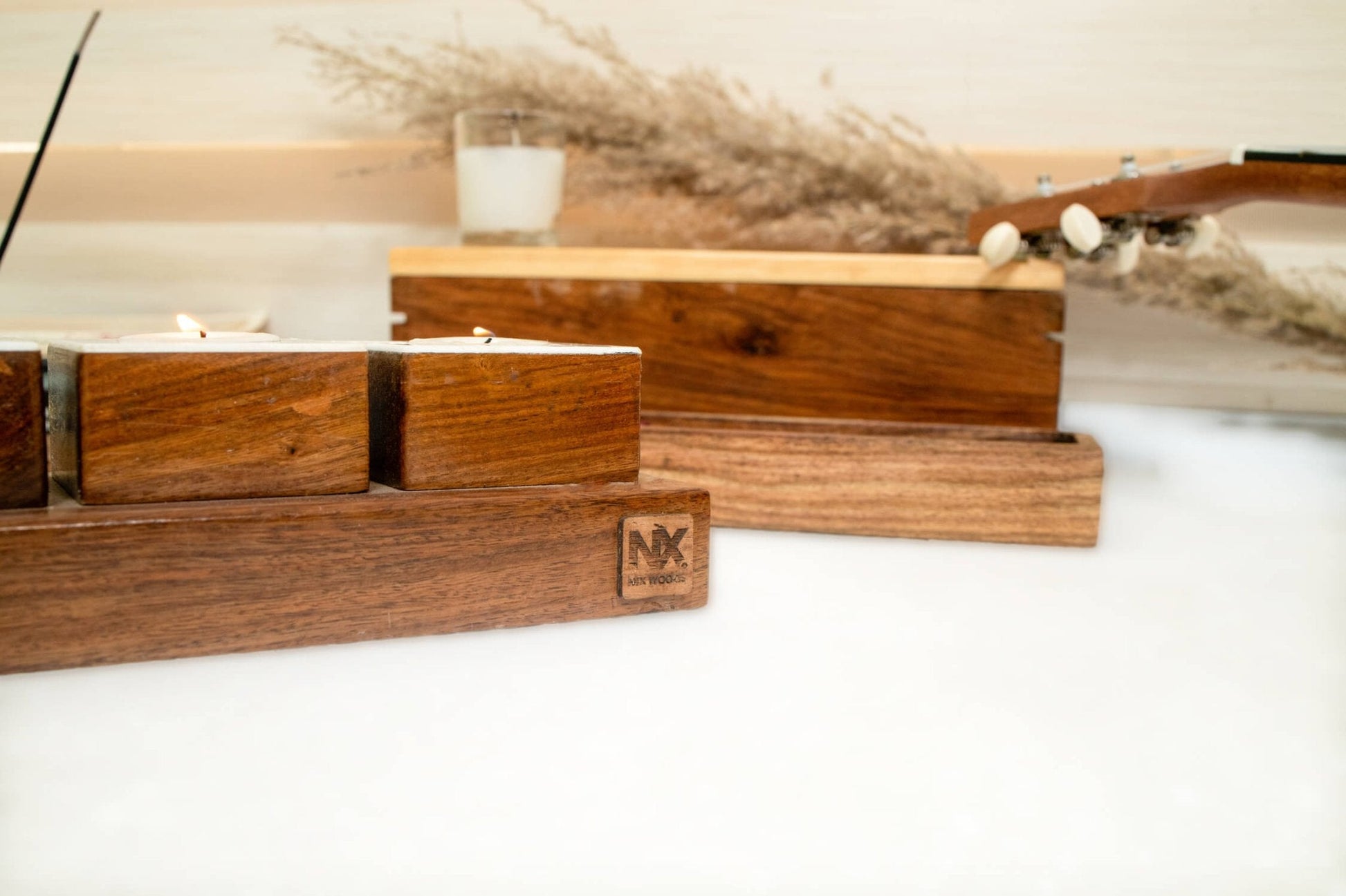 Rosewood Tea Light Holders | Minimalist Candlelight Decor | Set of 5 - NixWoods