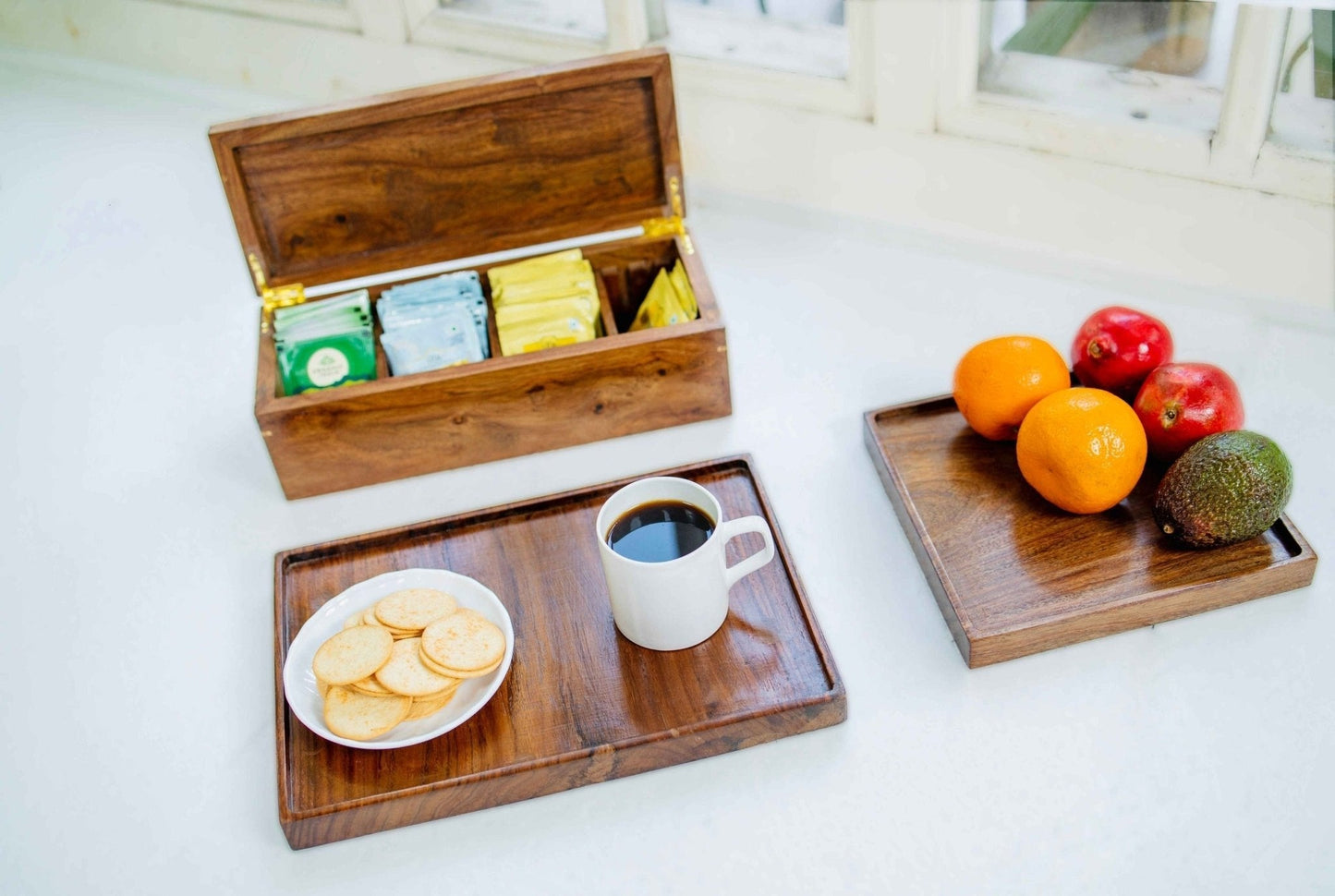 Rosewood Serving Tray – Set of 2 | Handcrafted Wooden Trays for Dining & Decor - NixWoods