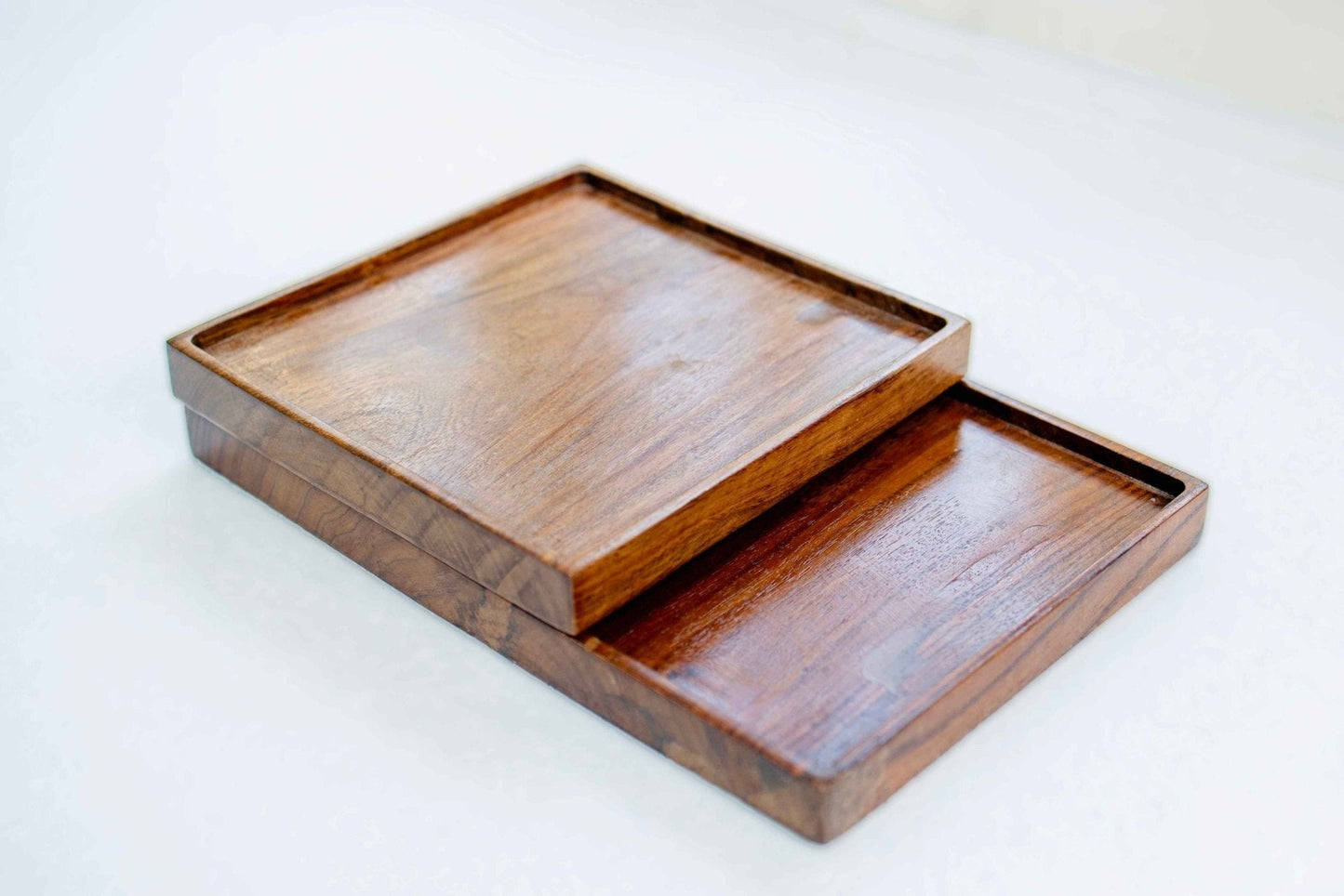 Rosewood Serving Tray – Set of 2 | Handcrafted Wooden Trays for Dining & Decor - NixWoods