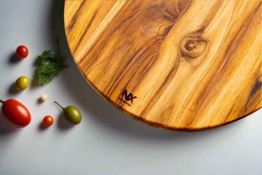 Round Teak Wood Pizza Board – Serve & Slice with Ease - NixWoods