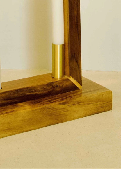 Teak Wood Floor Lamp - 360° Silicone – Modern Arch LED Light with Remote Control - NixWoods